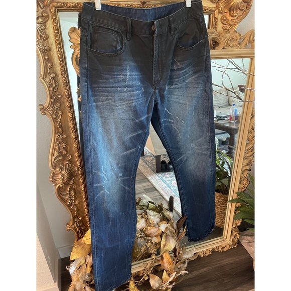 YRN Mens Black to Blue Denim sz 32 - Picture 3 of 8